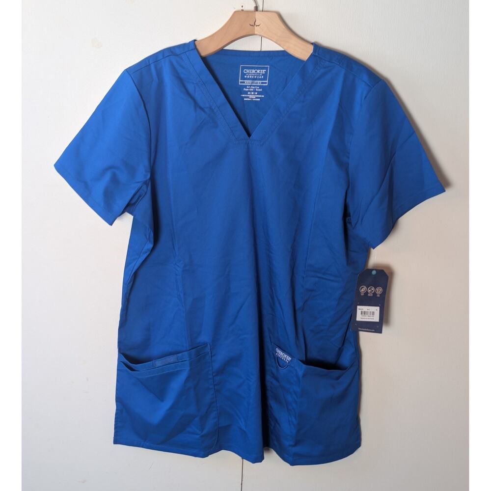 Cherokee Revolution Womens Blue V Neck Scrub Top Medium
